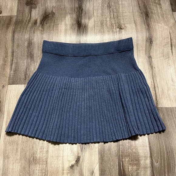 Aerie High Rise Ribbed Knit Stretch Mini Skirt Blue NWT Women’s Size S - Picture 2 of 8